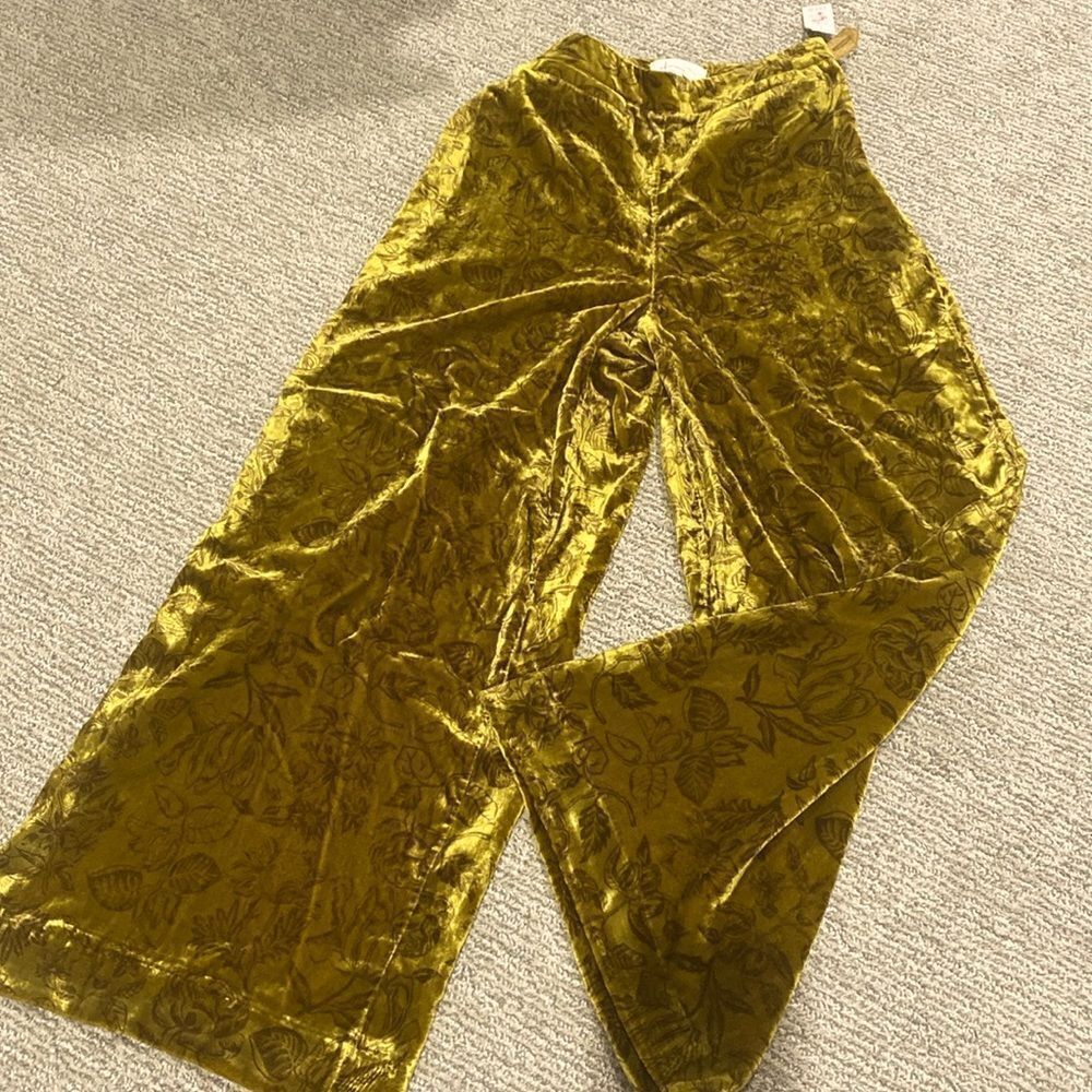 Anthropologie Gold Velvet Trousers